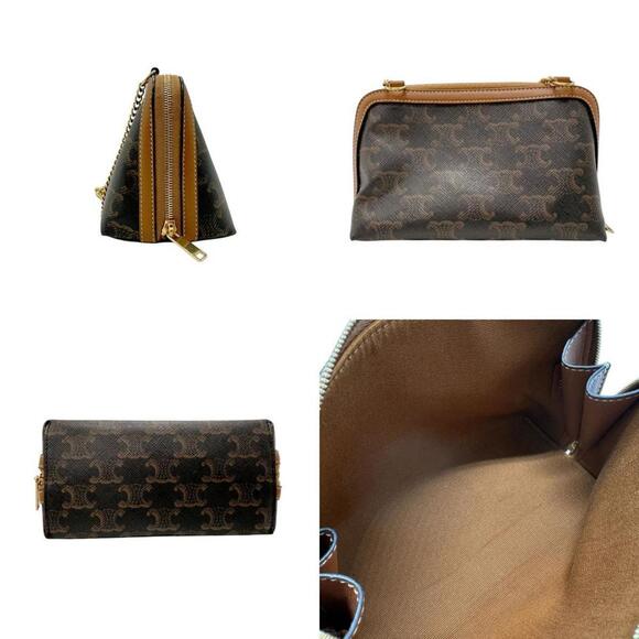 CELINE Brown Coated Canvas Shoulder Bag - Picture 2 of 5